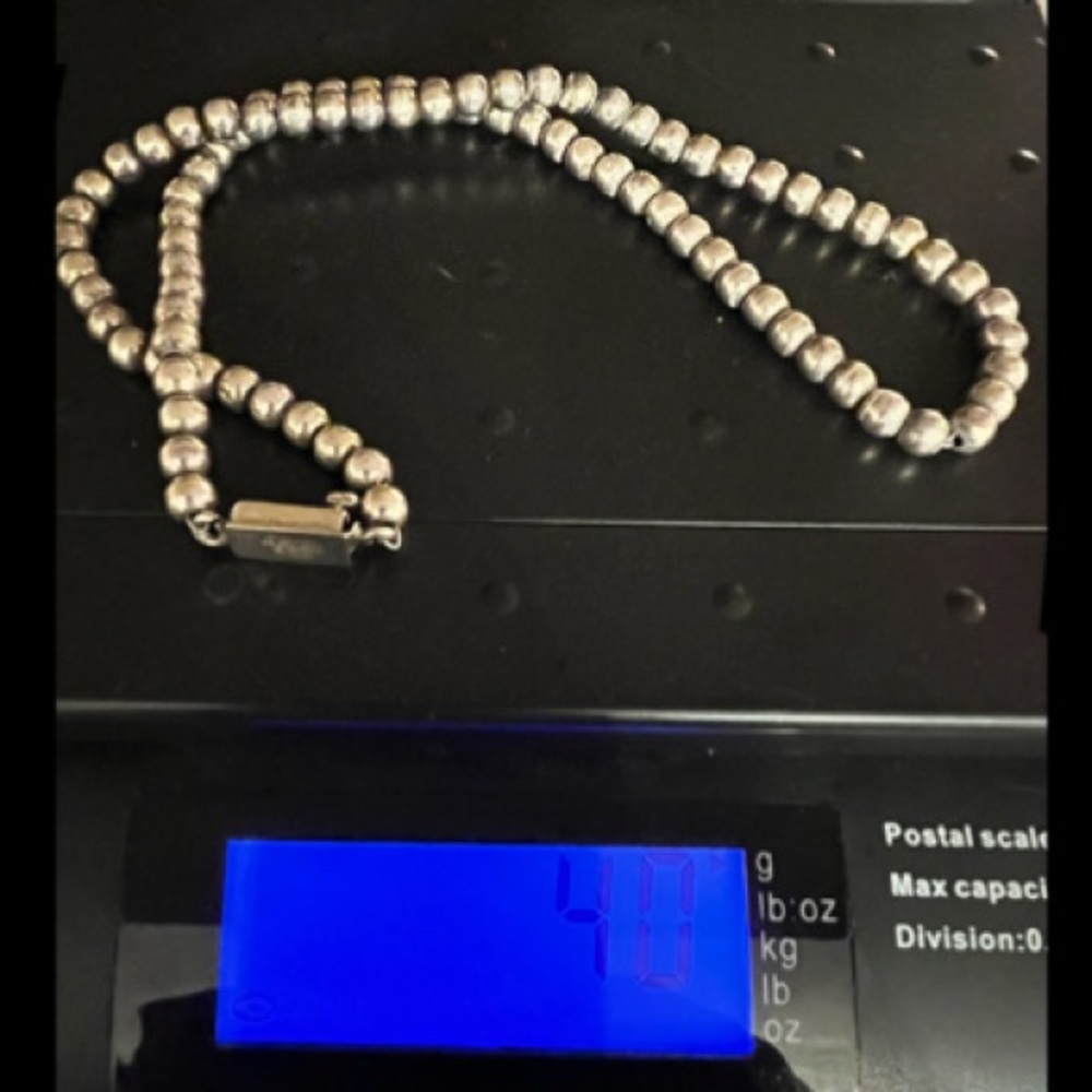 20” Oxidized Sterling Silver 925 Navajo Pearl Bead Strand Necklace 40 Grams! - Picture 10 of 13